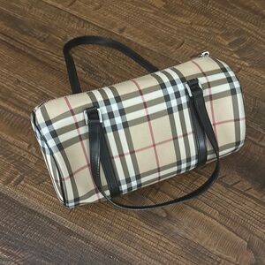 Burberry Beige and Black Plaid Shoulder Bag